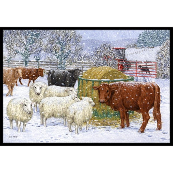 Carolines Treasures Cows and Sheep in the Snow Indoor or Outdoor Mat- 18 x 27 ASA2207MAT - main